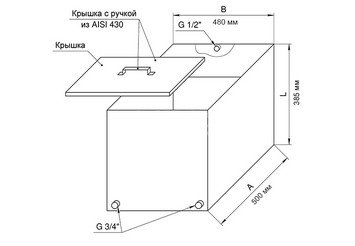 Бак "Икорец" для теплообменника прямоугольный 90л