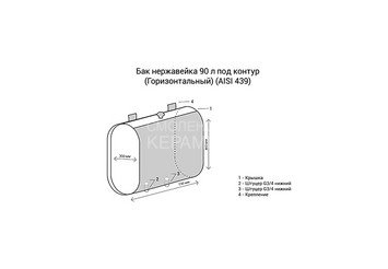 Бак нерж. 90л под контур (Горизонталь) (AISI 439)
