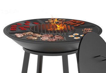 Чугунный Fantastic Grill Везувий Ø 1000 Престиж (чаша+подставка престиж+плита Gurman Ø1000+крышка)