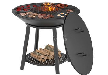 Чугунный Fantastic Grill Везувий Ø 1000 Престиж (чаша+подставка престиж+плита Gurman Ø1000+крышка)