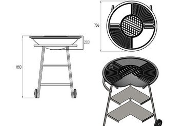 Чугунный Fantastic Grill Везувий Ø 700 (чаша+подставка+плита Gurman Ø700+крышка)