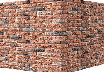Декоративный камень 315-55 White Hills "Брюгге брик" (Brugge brick), оранжевый, угловой