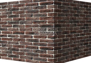 Декоративный камень 316-45 White Hills "Брюгге брик" (Brugge brick), темно-коричневый, угловой