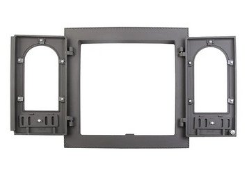 Дверца каминная ДК-8С (600х600х122) 500х500х65, окрашенная, двухстворчатая, под стекло (Рубцовск)