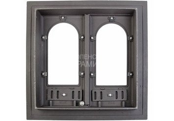Дверца каминная ДК-8С (600х600х122) 500х500х65, окрашенная, двухстворчатая, под стекло (Рубцовск)