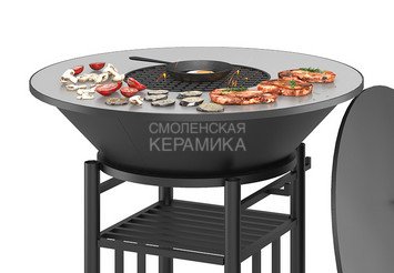 Fantastic Grill Везувий Ø 1000 (чаша+подставка+плита+решетка чугунная"СТЕЙК" Ø 450мм+крышка)