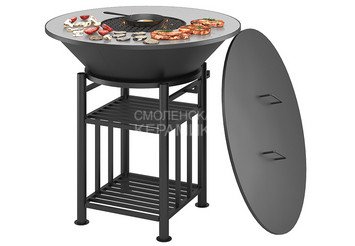 Fantastic Grill Везувий Ø 1000 (чаша+подставка+плита+решетка чугунная"СТЕЙК" Ø 450мм+крышка)