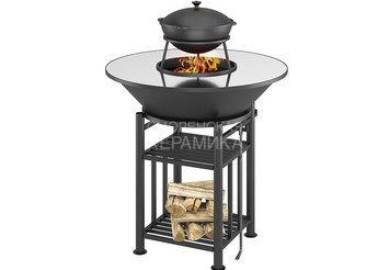 Fantastic Grill Везувий Ø 1000 (чаша+подставка+плита+решетка чугунная"СТЕЙК" Ø 450мм+крышка)