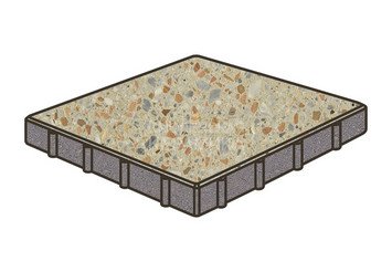 Гранитная тротуарная плитка Готика, Квадрат Granite FINO, 600x600x80, Зарф