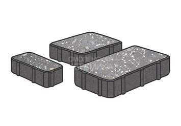 Гранитная тротуарная плитка Готика, Новый город Granite FINO, 80 мм, Ильменит