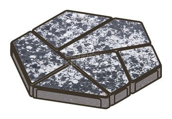 Гранитная тротуарная плитка Готика, Полигональ Granite FINO, 80 мм, Диорит