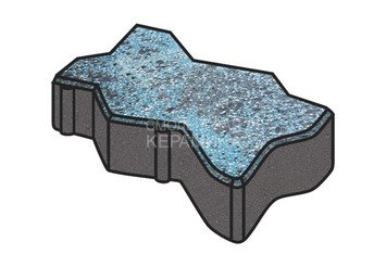 Гранитная тротуарная плитка Готика, Зигзаг/Волна Granite FINO, 60 мм, Азул Бахия
