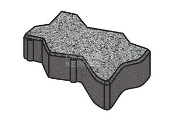 Гранитная тротуарная плитка Готика, Зигзаг/Волна Granite FINO, 60 мм, Белла Уайт