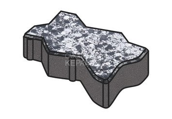 Гранитная тротуарная плитка Готика, Зигзаг/Волна Granite FINO, 60 мм, Диорит