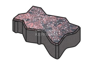 Гранитная тротуарная плитка Готика, Зигзаг/Волна Granite FINO, 60 мм, Дымовский