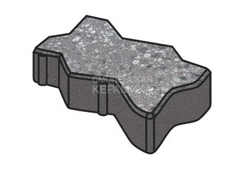Гранитная тротуарная плитка Готика, Зигзаг/Волна Granite FINO, 60 мм, Галенит