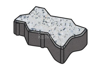 Гранитная тротуарная плитка Готика, Зигзаг/Волна Granite FINO, 60 мм, Грис Парга