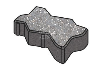Гранитная тротуарная плитка Готика, Зигзаг/Волна Granite FINO, 60 мм, Ильменит