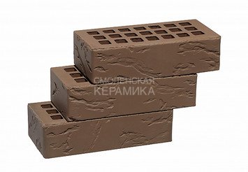 Кирпич облицовочный керамический ЖКЗ Темно-коричневый Рустик 1НФ
