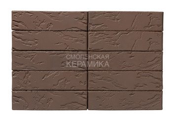 Кирпич облицовочный керамический ЖКЗ Темно-коричневый Рустик 1НФ