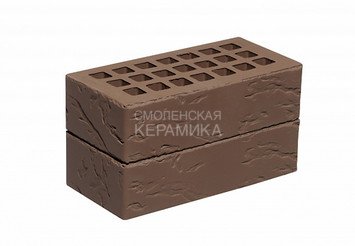 Кирпич облицовочный керамический ЖКЗ Темно-коричневый Рустик 1НФ