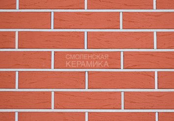 Кирпич облицовочный КЕРМА 1НФ, Красный рустик, утолщенная стенка