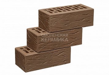 Кирпич облицовочный СТАРЫЙ ОСКОЛ Коричневый рустик 1,4НФ