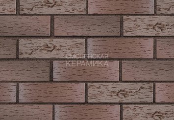 Клинкер фасадный ЛСР «Брюгге» темно-терракотовый флэш береста