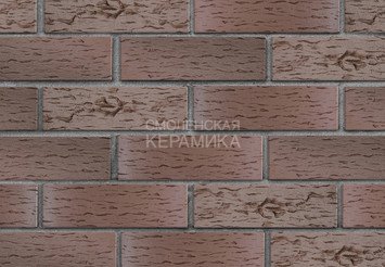 Клинкер фасадный ЛСР «Брюгге» темно-терракотовый флэш береста