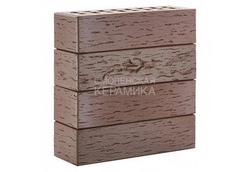 Клинкер фасадный ЛСР «Брюгге» темно-терракотовый флэш береста
