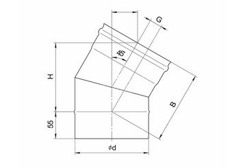 Колено угол 135° (430/0,8 мм / эмаль /600° черная) Ф150 BLACKSIDE