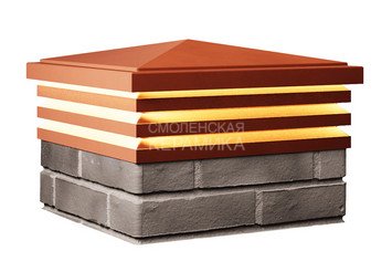 Колпак с подсветкой Zking Bona 385 х 385 с посадкой на 1,5 кирпича красный