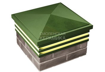 Колпак с подсветкой Zking Bona 385 х 385 с посадкой на 1,5 кирпича зеленый