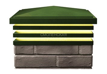 Колпак с подсветкой Zking Bona 385 х 385 с посадкой на 1,5 кирпича зеленый
