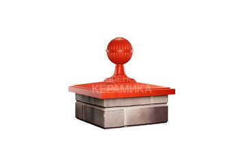 Колпак с шаром Zking Bona 385 х 385 с посадкой на 1,5 кирпича красный