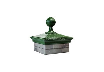 Колпак Zking Monblan 385 х 385 на 1,5 кирпича с шаром зеленый