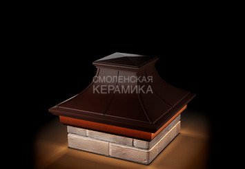 Колпак Zking Monblan Premium 385х385 с подсветкой на 1,5 кирпича коричневый