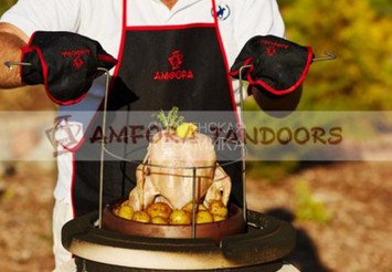 Курница 21 см керамическая для запекания курицы для тандыров Амфора