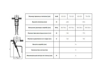Лестница чердачная FAKRO LWL Extra 60*120*280