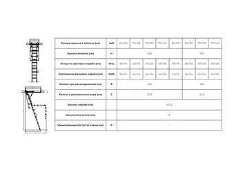 Лестница металлическая теплоизоляционная FAKRO LME 70*120/280
