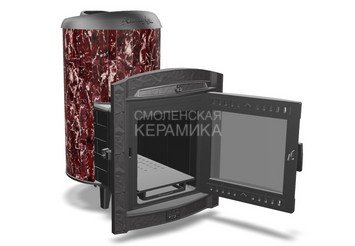 Печь банная "Атмосфера L" в ламелях "Россо Леванто" наборный рисунок