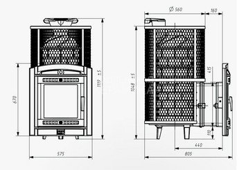 Печь банная «Атмосфера XL» сетка нержавейка с газовой горелкой