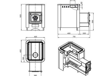 Печь банная Везувий Русичъ Антрацит 12 (ДТ-3С)