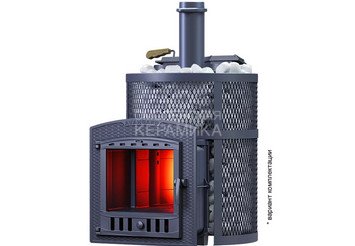 Печь чугунная для бани Технолит AVANGARD ЗК 35 (П2) Ураган круглая сетка