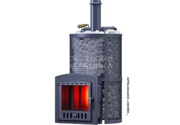 Печь чугунная для бани Технолит AVANGARD ЗК 40 (П2) Ураган круглая сетка