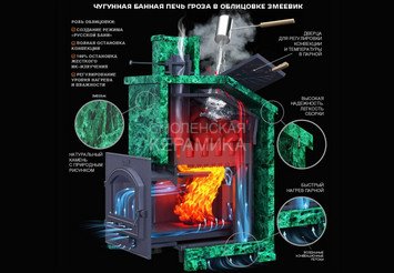 Печь чугунная для бани Технолит Гроза 24 (М) 2022 г