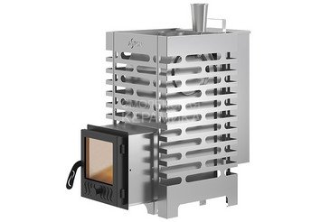 Печь для бани ASTON 16 INOX (ИНОКС) стекло "АКВА "