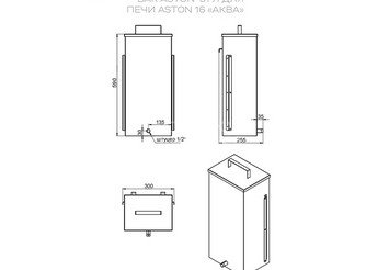 Печь для бани ASTON 16 INOX (ИНОКС) стекло "АКВА "