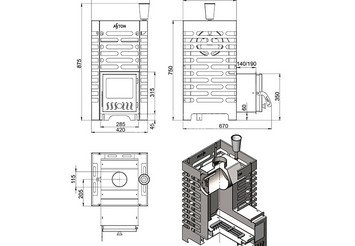 Печь для бани ASTON 16 INOX (ИНОКС) стекло