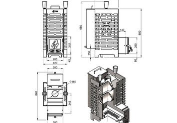 Печь для бани ASTON 20 INOX (ИНОКС) стекло "АКВА "